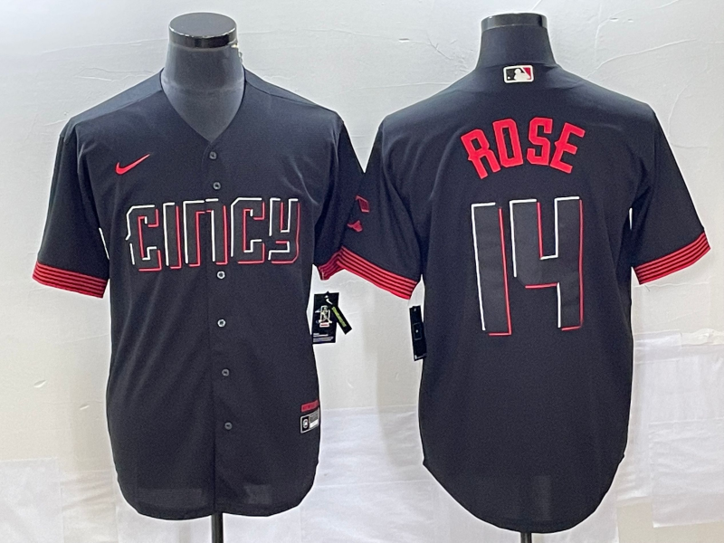 Men's Cincinnati Reds Pete Rose #14 Black 2023 City Connect Jersey